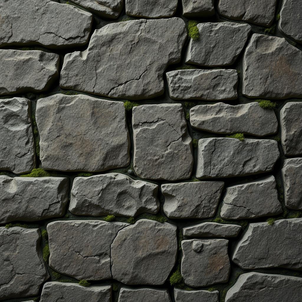 A highly detailed, realistic texture of dungeon stone bricks, showcasing a 64x64 pixel resolution