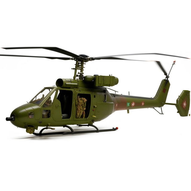 full length Rambo-style helicopter with gunner door open