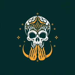 A unique logo design featuring an Islamic skull in a prayer position