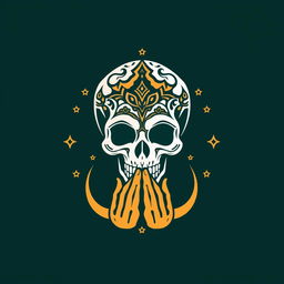 A unique logo design featuring an Islamic skull in a prayer position