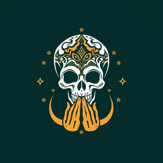 A unique logo design featuring an Islamic skull in a prayer position