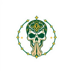 A unique logo design featuring an Islamic skull in a prayer position