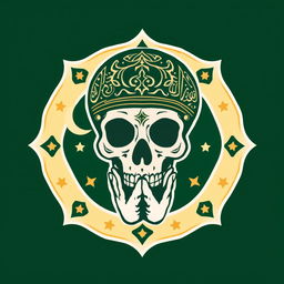 A unique logo design featuring an Islamic skull in a prayer position