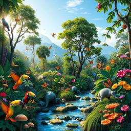A vibrant and diverse ecosystem showcasing a rich tapestry of biodiversity