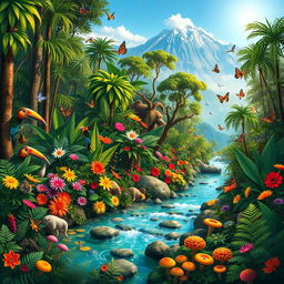 A vibrant and diverse ecosystem showcasing a rich tapestry of biodiversity