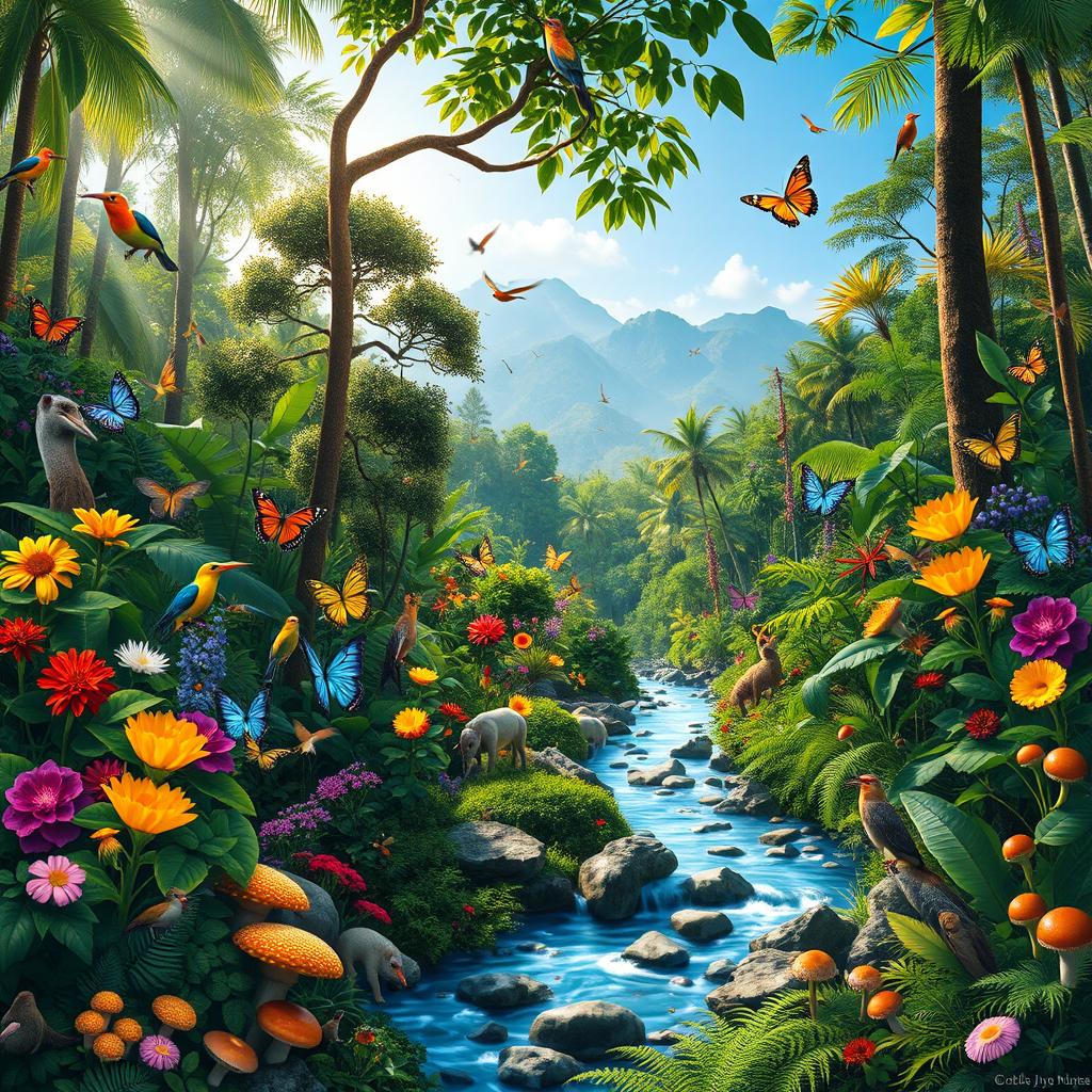 A vibrant and diverse ecosystem showcasing a rich tapestry of biodiversity
