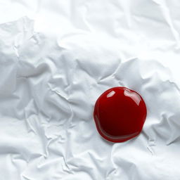 A realistic and detailed close-up image of a blood spot on a white tissue, indicative of coughing up blood