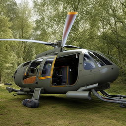 full length Rambo-style helicopter with gunner door open