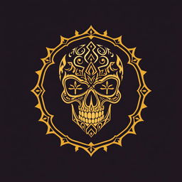 A stylish emblem featuring an intricate skull design infused with Islamic geometric patterns and motifs