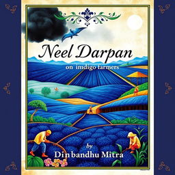 A compelling book cover for 'Neel Darpan', focusing on indigo farmers, authored by Dinbandhu Mitra