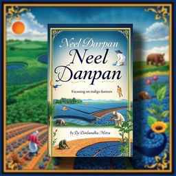 A compelling book cover for 'Neel Darpan', focusing on indigo farmers, authored by Dinbandhu Mitra