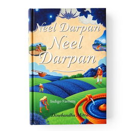 A compelling book cover for 'Neel Darpan', focusing on indigo farmers, authored by Dinbandhu Mitra