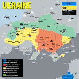 Detailed and comprehensive Ukraine war map showcasing areas of conflict, control zones, and significant battle locations