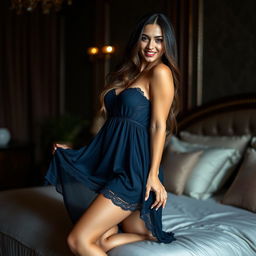 A sultry and sexy night dress showcasing an impressive silhouette, embracing the curves of a confident woman