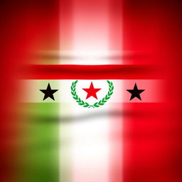 A creative reimagining of the Syrian flag, featuring a modern design that combines traditional colors of red, white, black, and green in an artistic way
