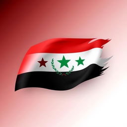 A creative reimagining of the Syrian flag, featuring a modern design that combines traditional colors of red, white, black, and green in an artistic way