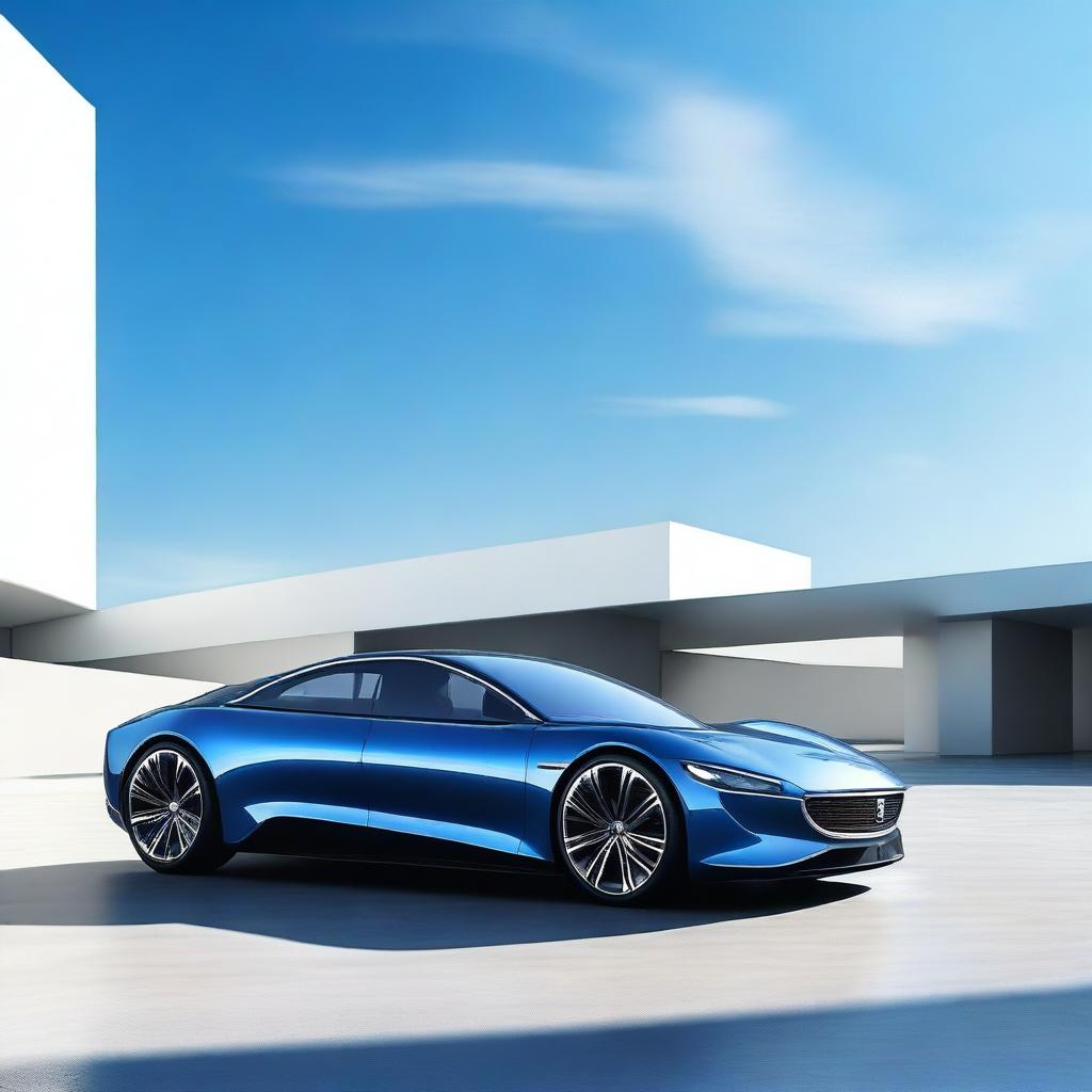 An image of a sleek, modern car with a glossy finish reflecting the surrounding environment