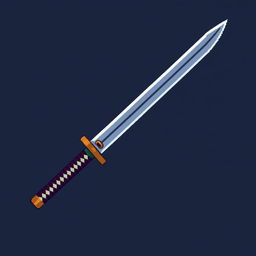 A detailed 2D pixel art katana designed for a computer game, showcasing a sleek and sharp blade with intricate pixel details