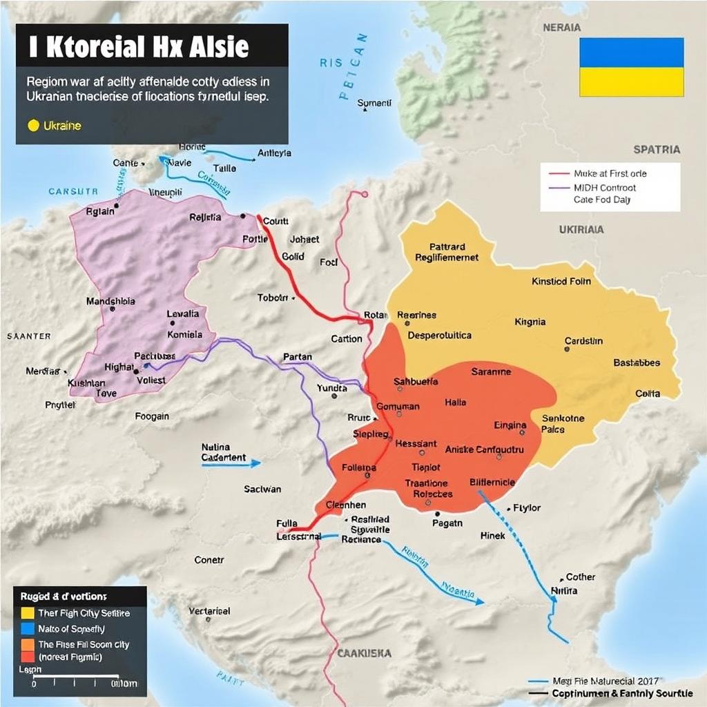 A detailed and informative map depicting the various key locations, troop movements, and strategic points related to the ongoing conflict in Ukraine