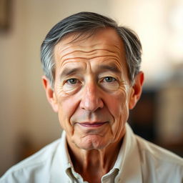 An elderly man looking directly at the viewer