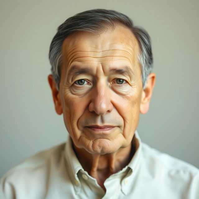 An elderly man looking directly at the viewer