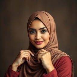 A woman wearing a hijab, showcasing a confident and empowering pose in an artistic and tasteful manner