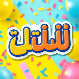 A vibrant and colorful 3D sticker design that prominently features the Arabic word "تخرج" (graduation) in bold, playful lettering