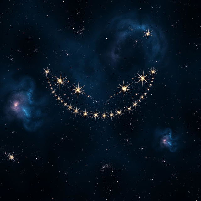 A stunning depiction of stars in a vast space background, creatively aligned to form a sinister grin