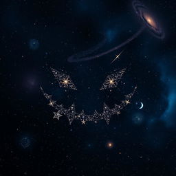 A stunning depiction of stars in a vast space background, creatively aligned to form a sinister grin