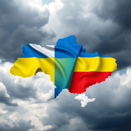 A symbolic representation highlighting the territorial conflict between Ukraine and Russia, featuring the Ukrainian and Russian flags in a visually impactful way