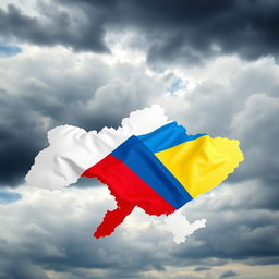 A symbolic representation highlighting the territorial conflict between Ukraine and Russia, featuring the Ukrainian and Russian flags in a visually impactful way