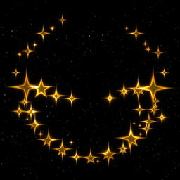 A realistic depiction of stars aligning in the shape of an evil, toothy grin against a dark, deep space background