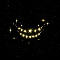 A realistic depiction of stars aligning in the shape of an evil, toothy grin against a dark, deep space background