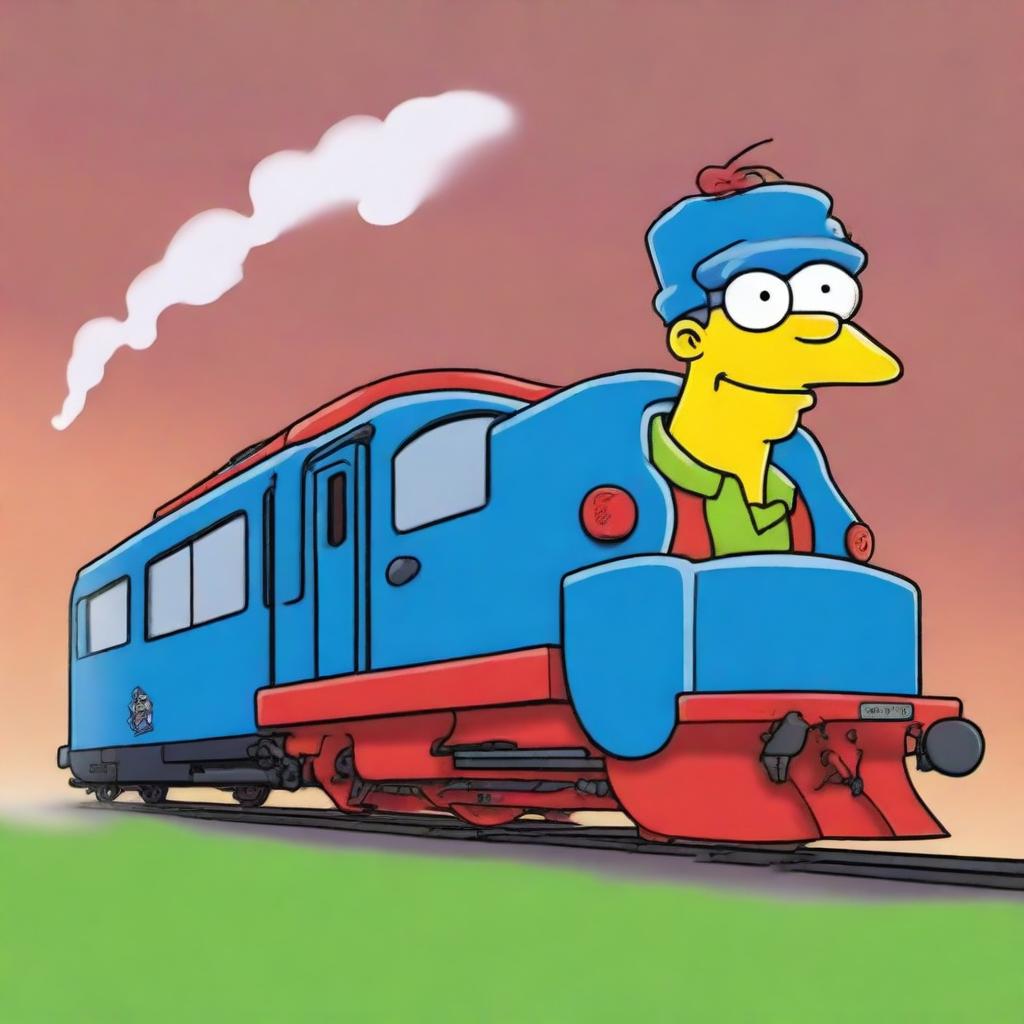 A high-quality digital art cartoon image showcasing a charismatic train named Scotty Scotsman