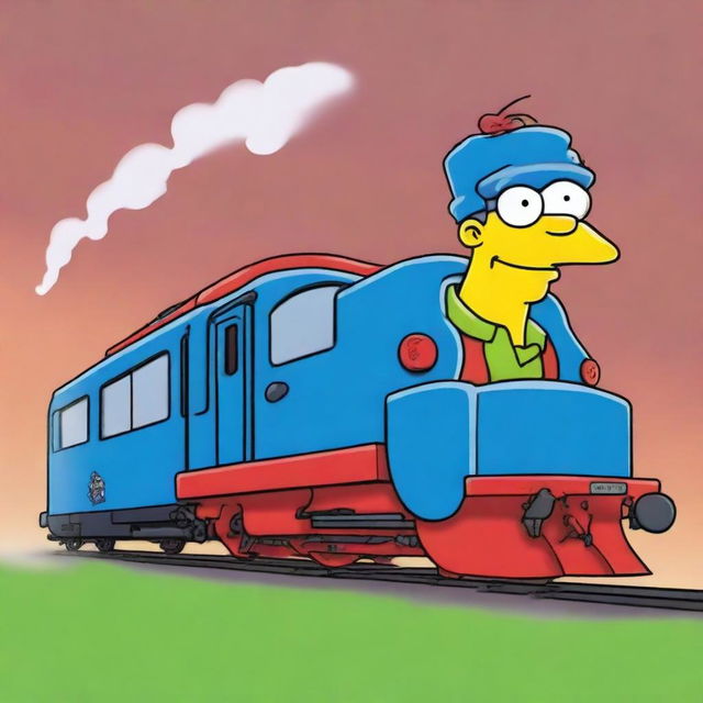 A high-quality digital art cartoon image showcasing a charismatic train named Scotty Scotsman