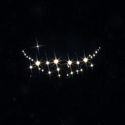 A mesmerizing cosmic scene showcasing realistic stars aligning to create the outline of an evil toothy grin