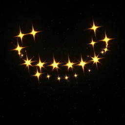 A mesmerizing cosmic scene showcasing realistic stars aligning to create the outline of an evil toothy grin