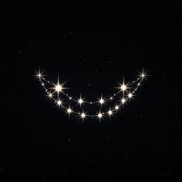 A mesmerizing cosmic scene showcasing realistic stars aligning to create the outline of an evil toothy grin