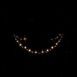 A realistic scene depicting stars aligning to form the outline of a sinister toothy grin against a dark space background
