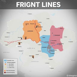 An informative and detailed map showcasing the front lines of a Ukrainian military division