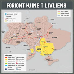 An informative and detailed map showcasing the front lines of a Ukrainian military division
