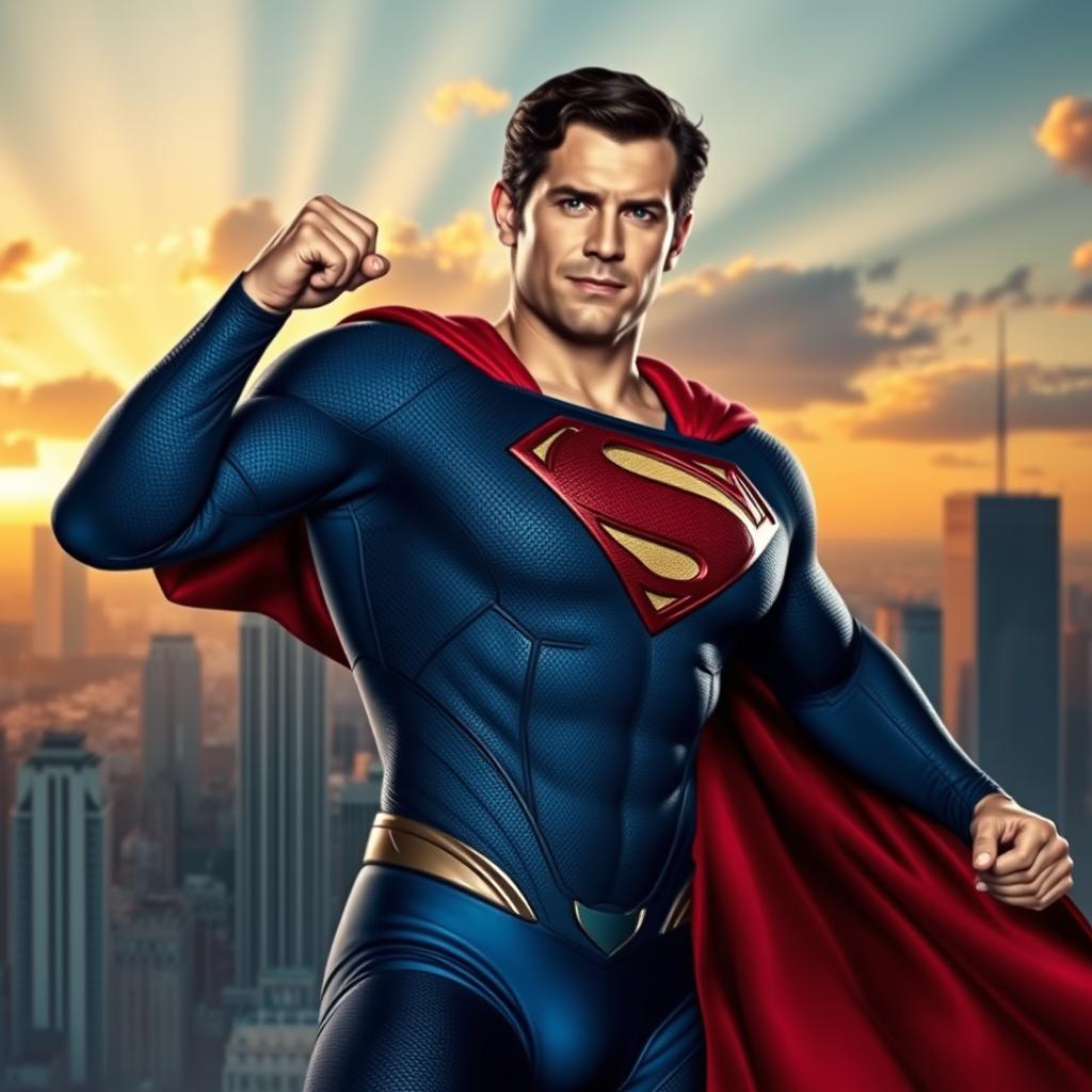 A dynamic and heroic portrayal of Superman, featuring actor Tyler Hoechlin in his iconic costume from the CW series