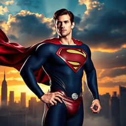 A dynamic and heroic portrayal of Superman, featuring actor Tyler Hoechlin in his iconic costume from the CW series