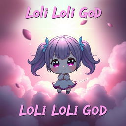 A unique and intriguing music cover for a song titled "Loli Loli God" that features a cute chibi-style character, designed with oversized expressive eyes and colorful hair in playful pigtails