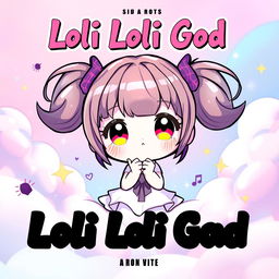 A unique and intriguing music cover for a song titled "Loli Loli God" that features a cute chibi-style character, designed with oversized expressive eyes and colorful hair in playful pigtails