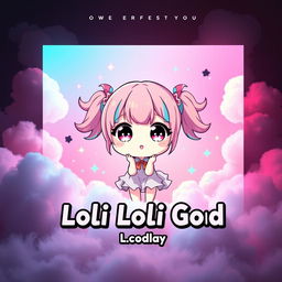 A unique and intriguing music cover for a song titled "Loli Loli God" that features a cute chibi-style character, designed with oversized expressive eyes and colorful hair in playful pigtails