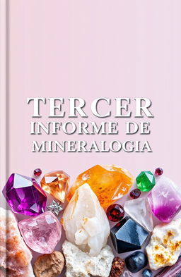 A book cover design featuring the title "TERCER INFORME DE MINERALOGIA" prominently displayed in bold and elegant typography