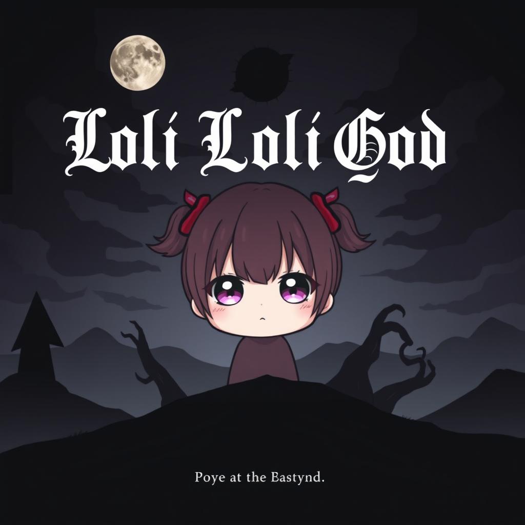 An evocative music cover for a song titled "Loli Loli God", featuring an adorable chibi-style character with big, expressive eyes and colorful hair styled in playful pigtails