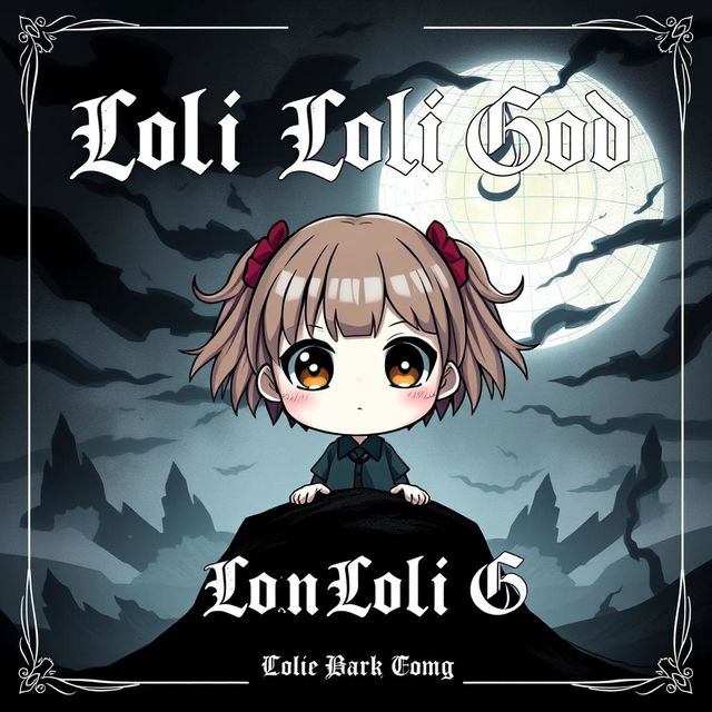 An evocative music cover for a song titled "Loli Loli God", featuring an adorable chibi-style character with big, expressive eyes and colorful hair styled in playful pigtails