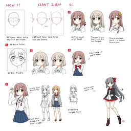 An illustrated, step-by-step guide on how to draw anime girls, featuring clear panels demonstrating each phase of the drawing process